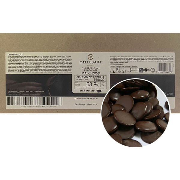 BARRY CALLEBAUT - Ciocolată neagră cu indulcitor - cacao 53,90% - dropsuri - 10kg